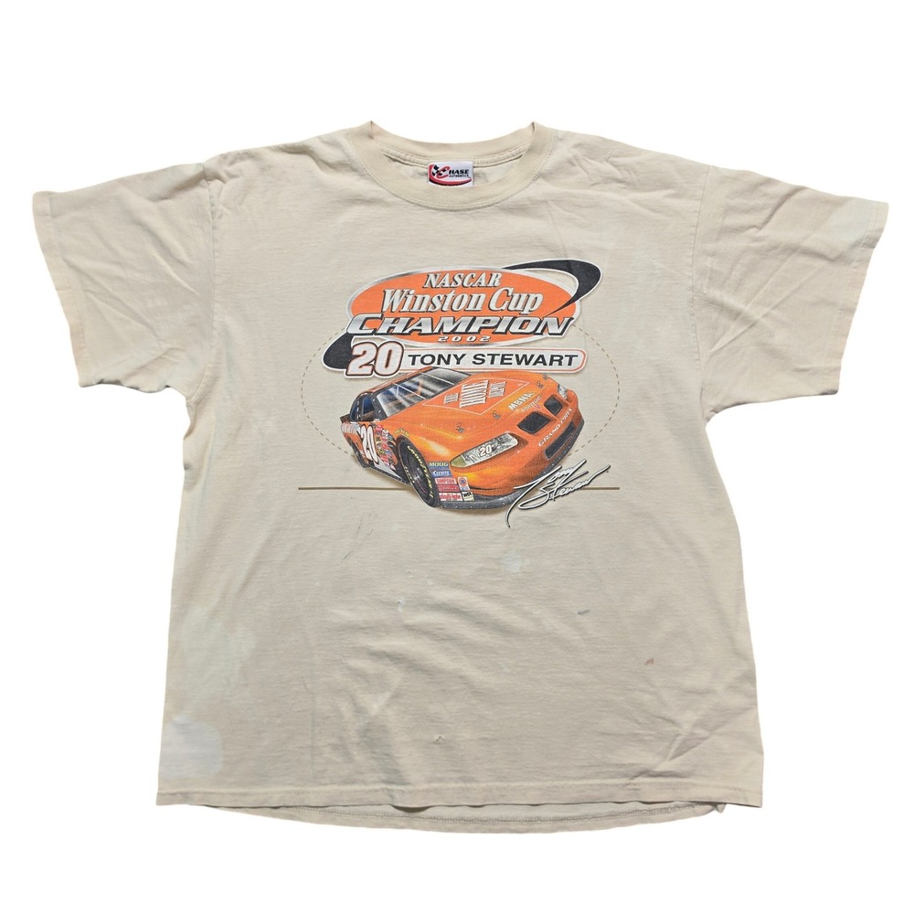 T-Shirt Mens XL Tan Tony Stewart 2002 Winston Cup Champion Tee